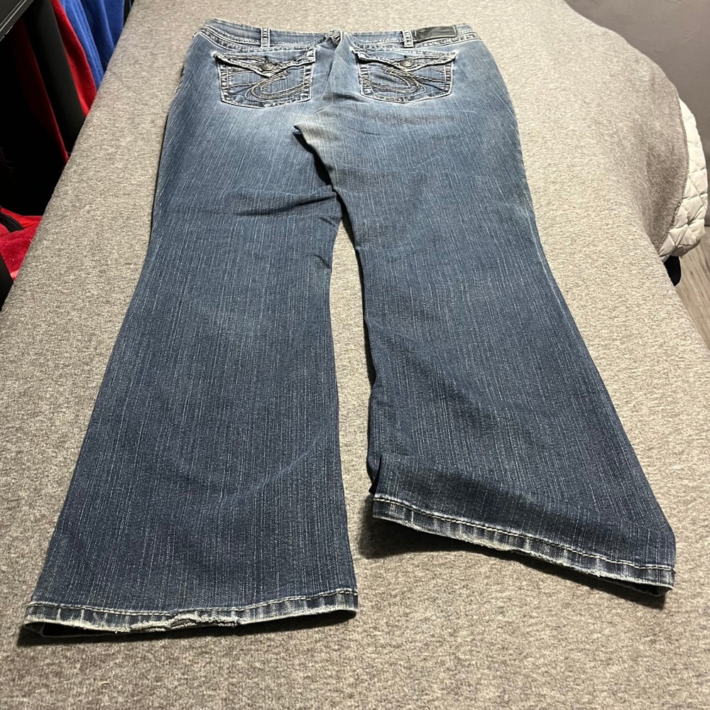 Silver Jeans Co Suki Surplus Bootcut Jeans Medium Wash Flap Pocket Womens 18 L32
